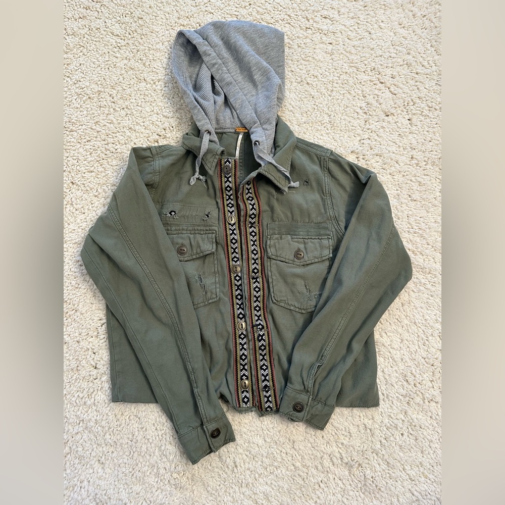Free People XS Weekend Wanderer Military Jacket/Aztec